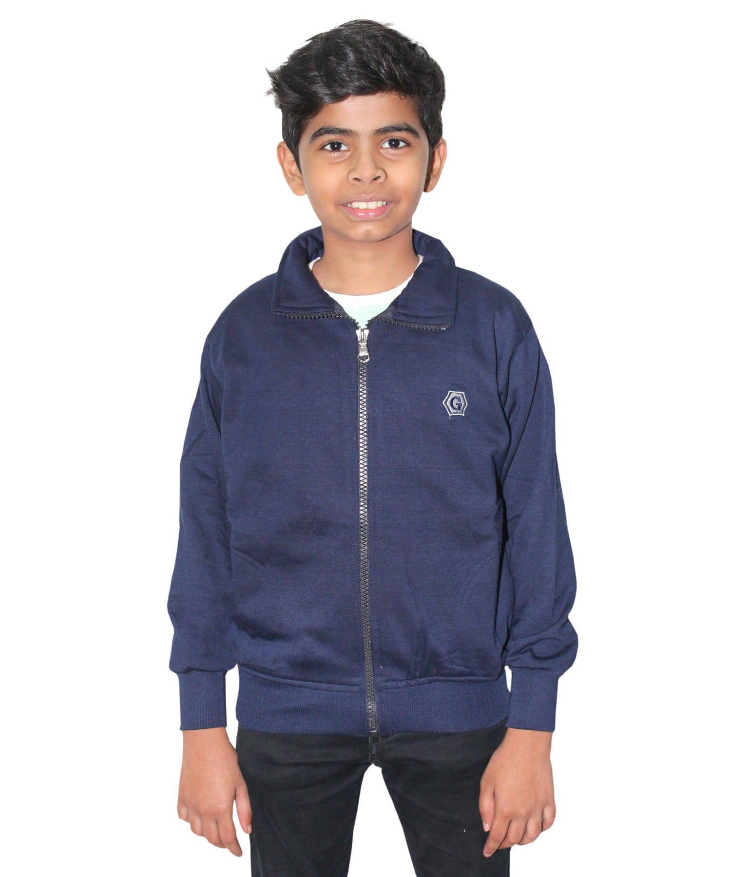 Goodluck Pack of 1 Boys Woollen Blend Cardigan Sweater ( Navy Blue )