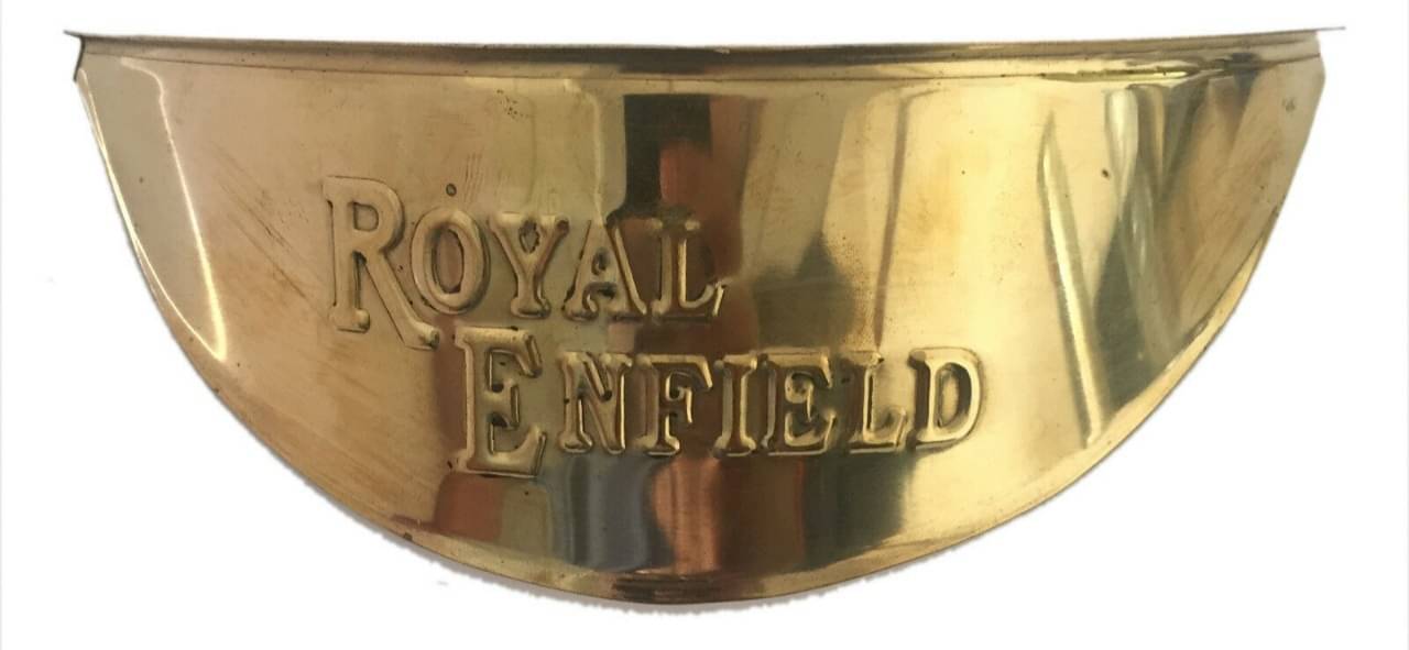     			New 7"INC Brass Headlamp Shade With RE Logo For Royal Enfield Classic , Bullet , Standard