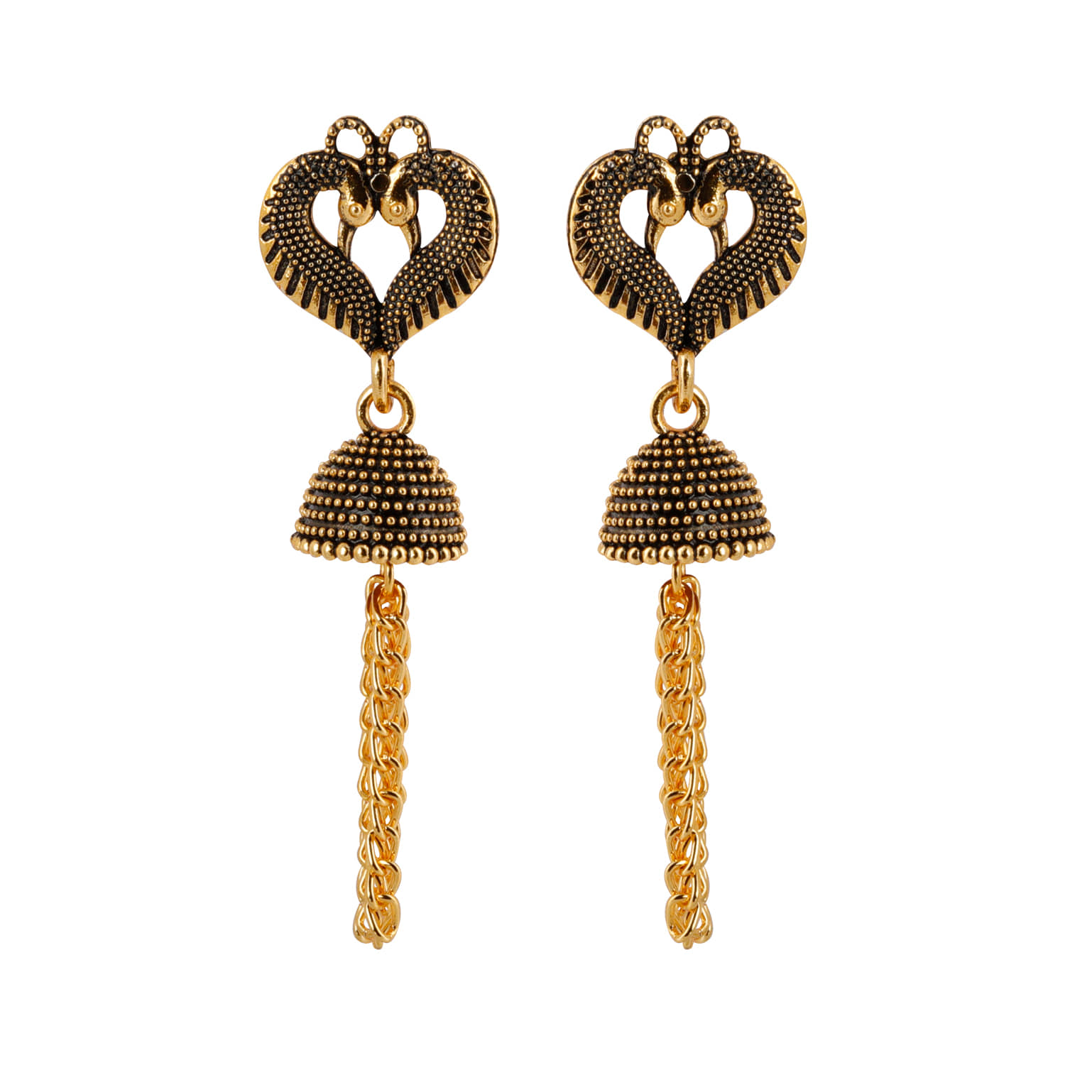 SILVER SHINE  Beautiful Peacock Heart Shape Tassel Dangler Earrings for Women - Earrings | Buy online on ZillyBuy