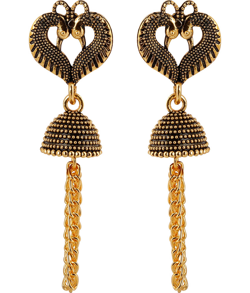 SILVER SHINE Beautiful Peacock Heart Shape Tassel Dangler Earrings for Women - Earrings | Buy online on ZillyBuy