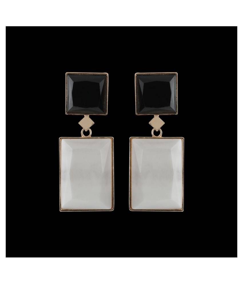 SILVER SHINE Black and White Colour Blocked Designer Party Wear Earring For Girls And Women Jewellery SILVER SHINE Black and White Colour Blocked Designer Party Wear Earring For Girls And Women Jewellery