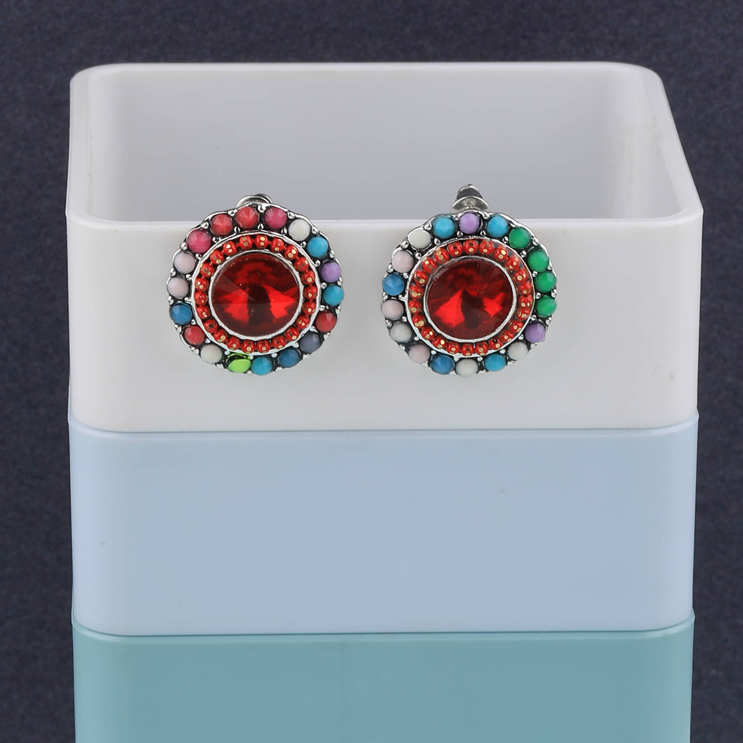 SILVER SHINE  Charm Fancy Party Wear Multi Colour Stud Diamond Earring For Women Girl     			SILVER SHINE  Charm Fancy Party Wear Multi Colour Stud Diamond Earring For Women Girl