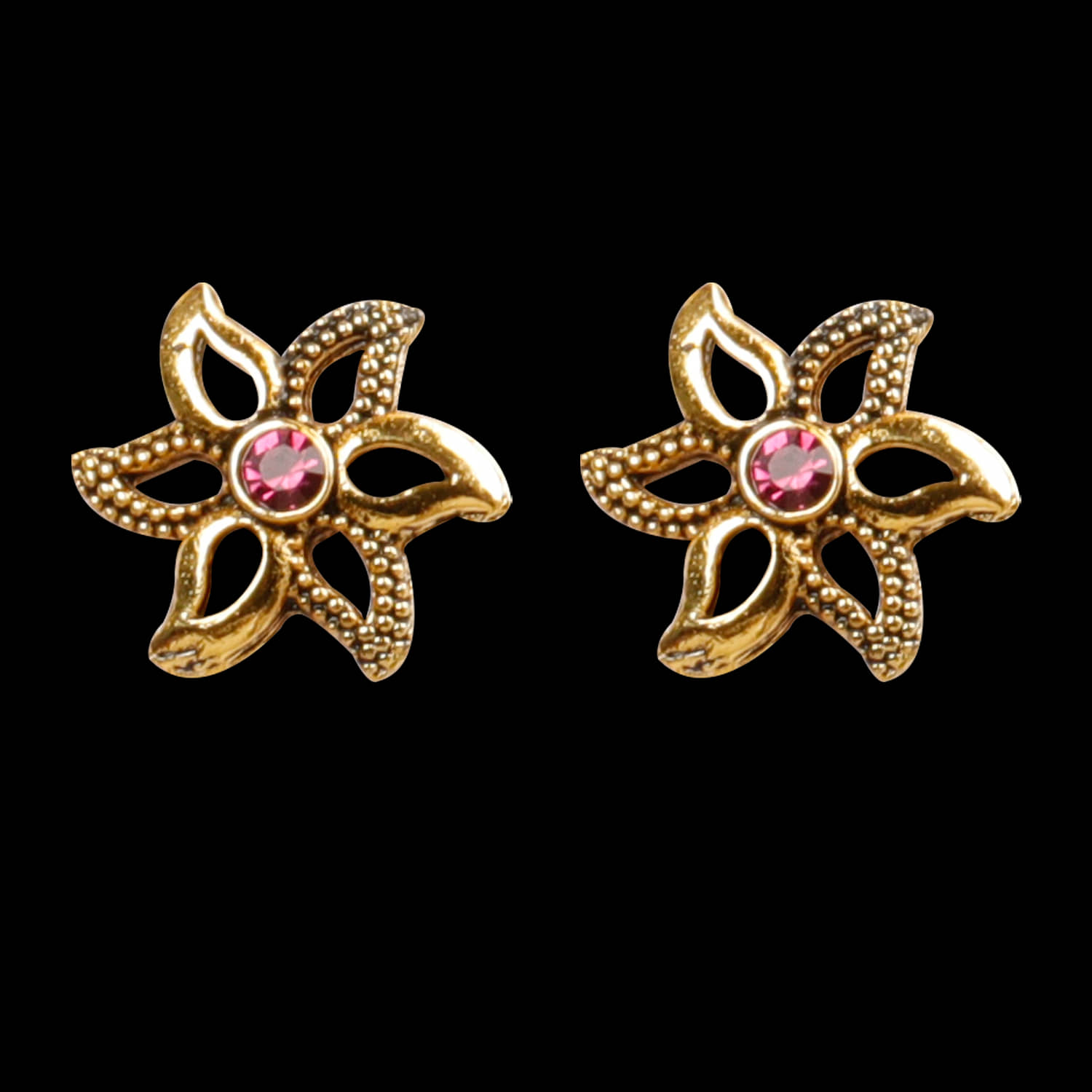 SILVER SHINE  Elegant Pink Diamond Flower Stud Earrings - Earrings | Buy online on ZillyBuy