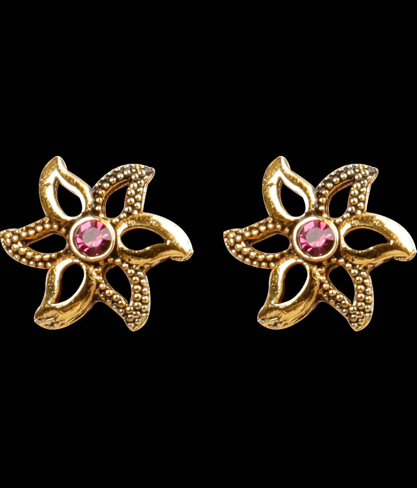 SILVER SHINE Elegant Pink Diamond Flower Stud Earrings - Earrings | Buy online on ZillyBuy