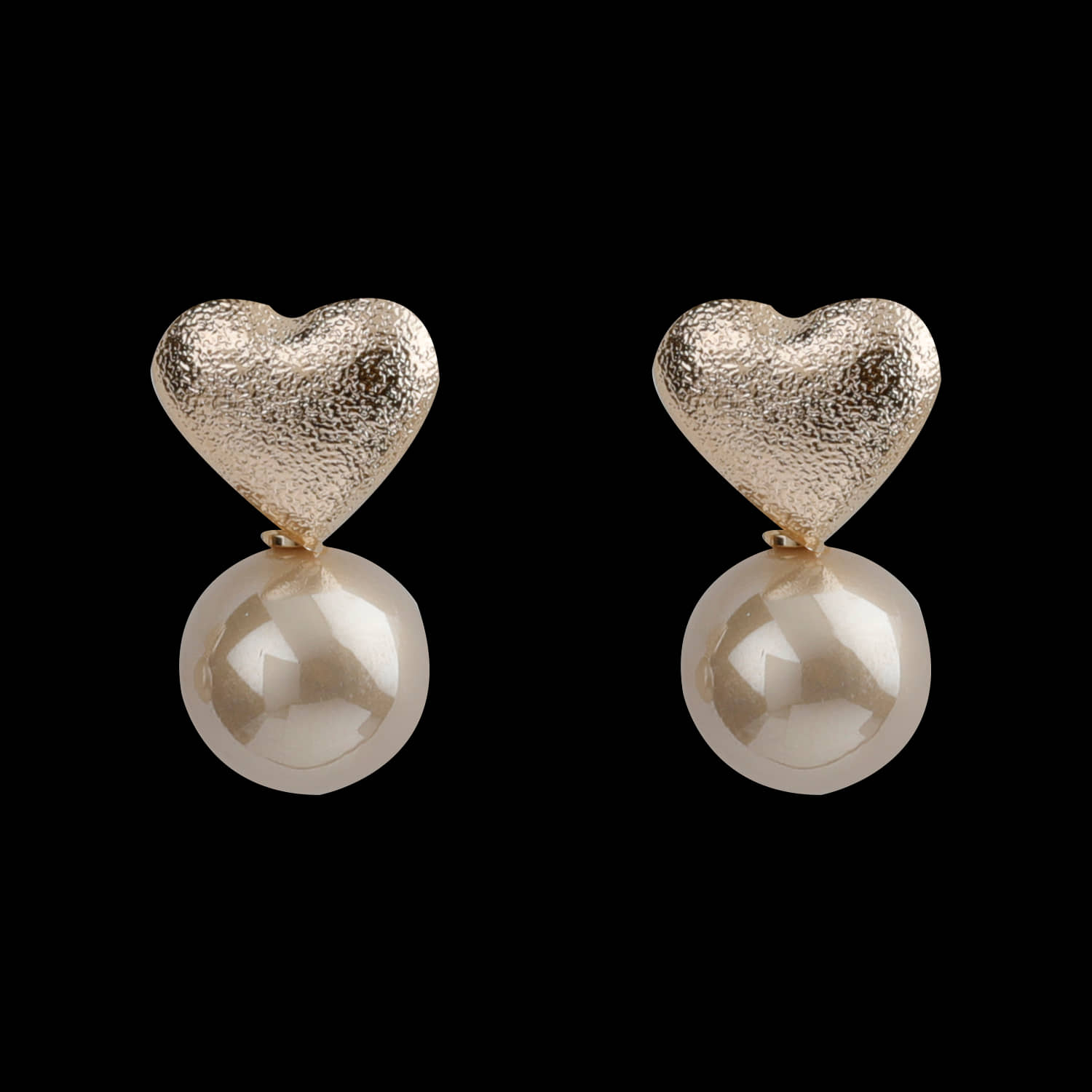 SILVER SHINE  Lovely Gold Simple Polished Heart Design With Pearl Stud Earring For Girls And Women - Earrings | Buy online on ZillyBuy