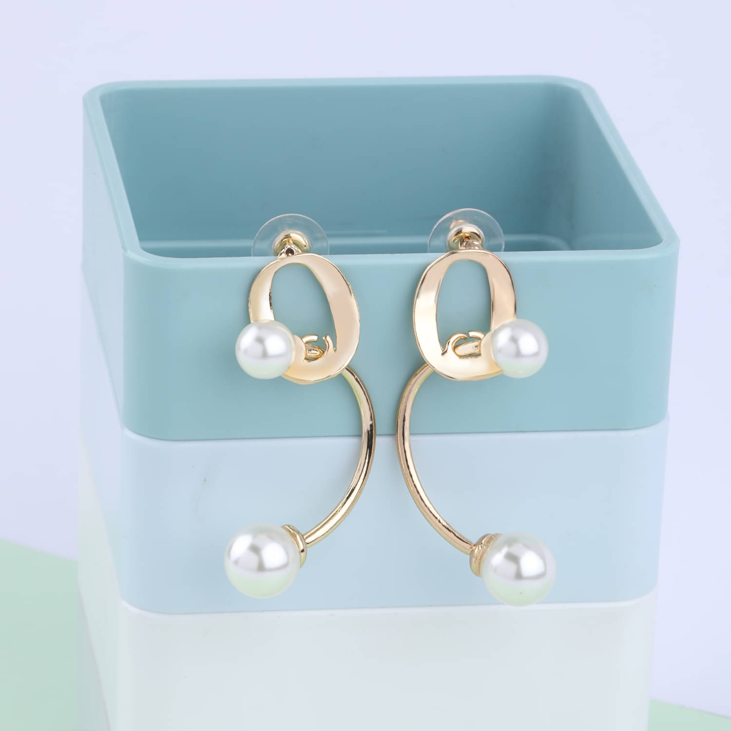     			SILVER SHINE  Party Wear Antique Pearl Stud Earring For Women Girl
