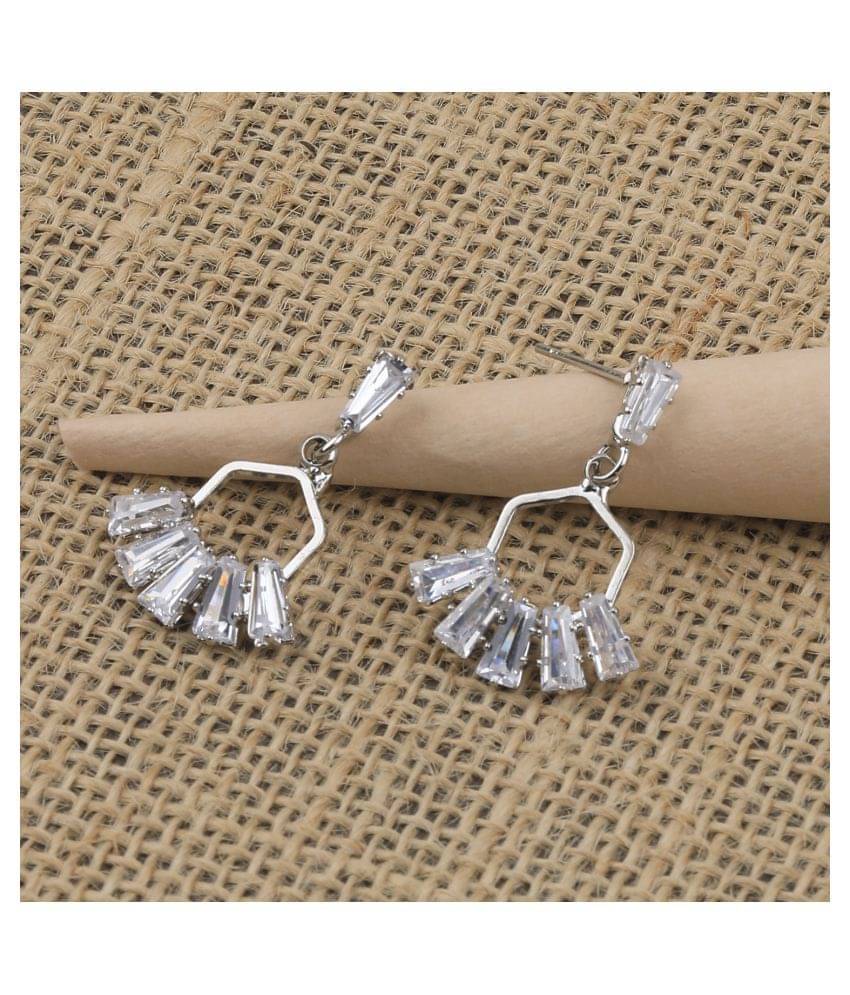     			SILVER SHINE  Silver Plated Charm Stylish Stud Earring For Women Girl