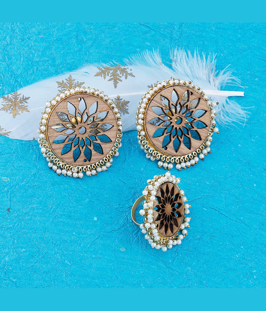 SILVER SHINE Stud Earring Set & Adjustable Finger Ring With Earring For Women Girl - Earrings | Buy online on ZillyBuy