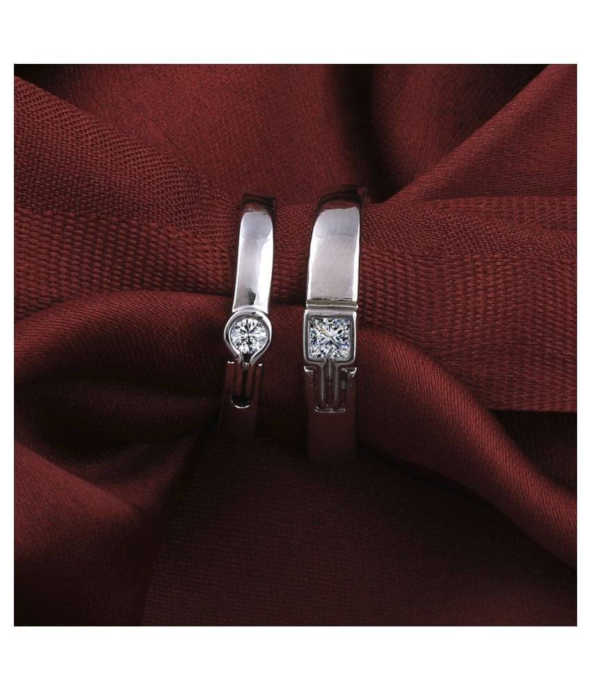     			SILVERSHINE Silverplated Amazing Solitaire His and Her Adjustable proposal couple ring For Men And Women Jewellery