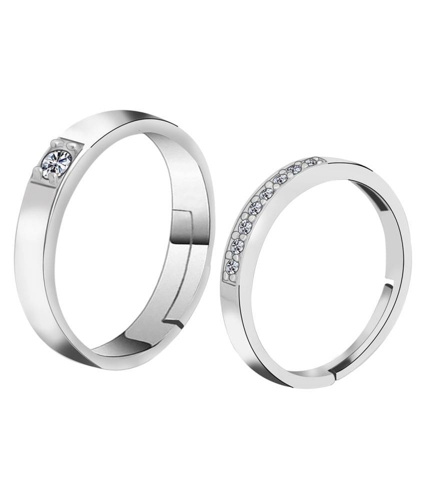 SILVERSHINE Silverplated Designer His and Her Adjustable proposal couple ring For Men And Women Jewellery SILVERSHINE Silverplated Designer His and Her Adjustable proposal couple ring For Men And Women Jewellery