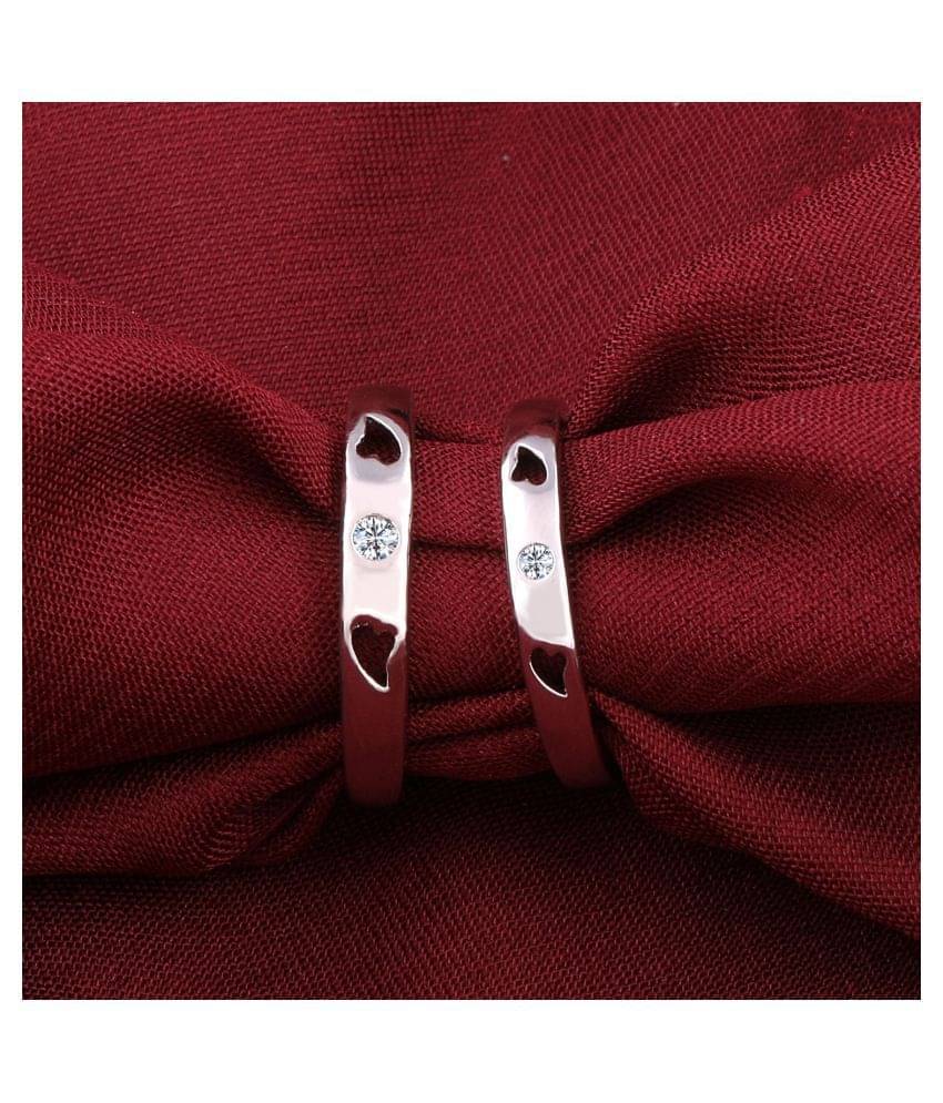 SILVERSHINE Silverplated Elegant Solitaire Heart Grooved His and Her Adjustable proposal couple ring For Men And Women Jewellery SILVERSHINE Silverplated Elegant Solitaire Heart Grooved His and Her Adjustable proposal couple ring For Men And Women Jewellery