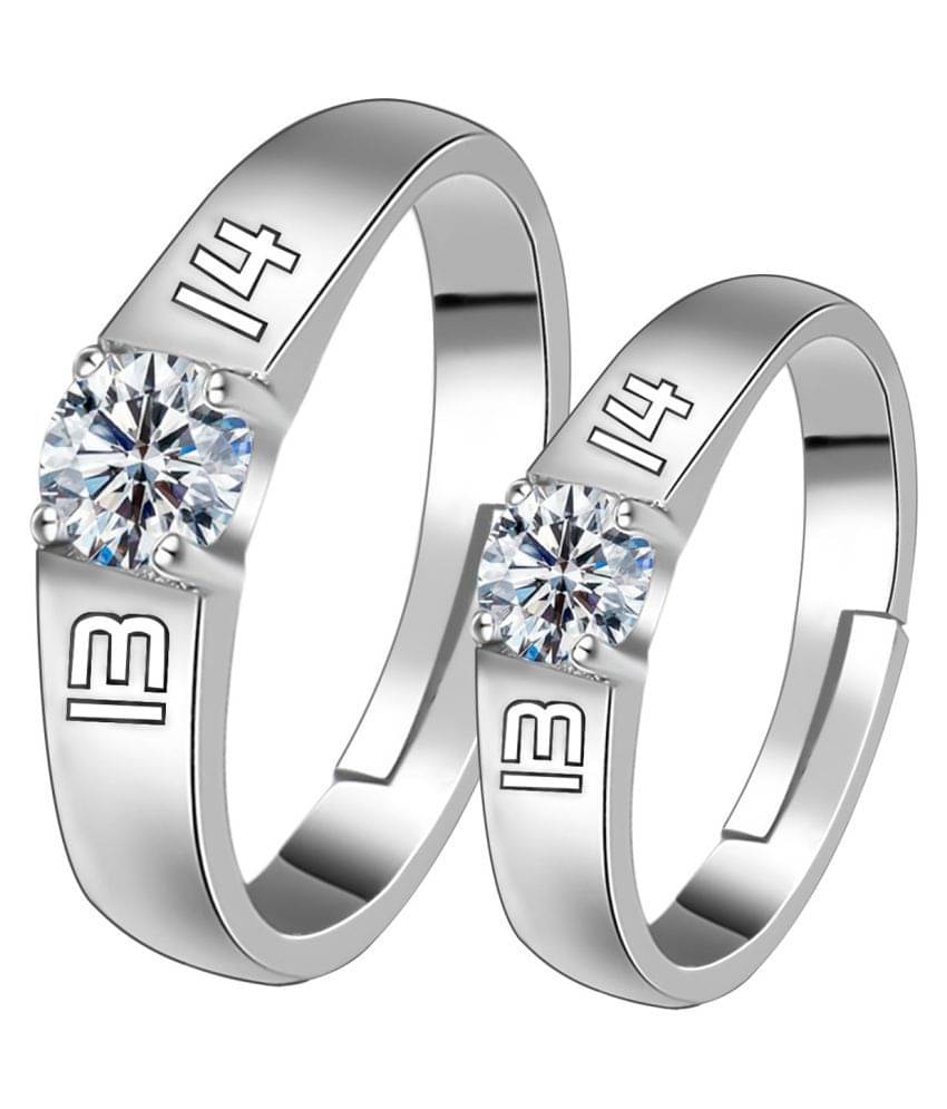 SILVERSHINE Silverplated Elegant Solitaire His and Her Adjustable proposal couple ring For Men And Women Jewellery SILVERSHINE Silverplated Elegant Solitaire His and Her Adjustable proposal couple ring For Men And Women Jewellery