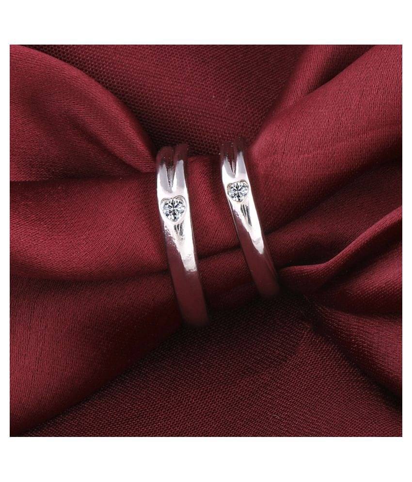     			SILVERSHINE Silverplated Elegant Solitaire His And Her Adjustable proposal couple Ring For Men and Women Jewellery
