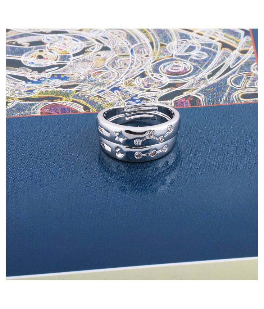 SILVERSHINE,silver plated attractive zig zeg diamond designer adjustable couple ring for men and women. SILVERSHINE,silver plated attractive zig zeg diamond designer adjustable couple ring for men and women.