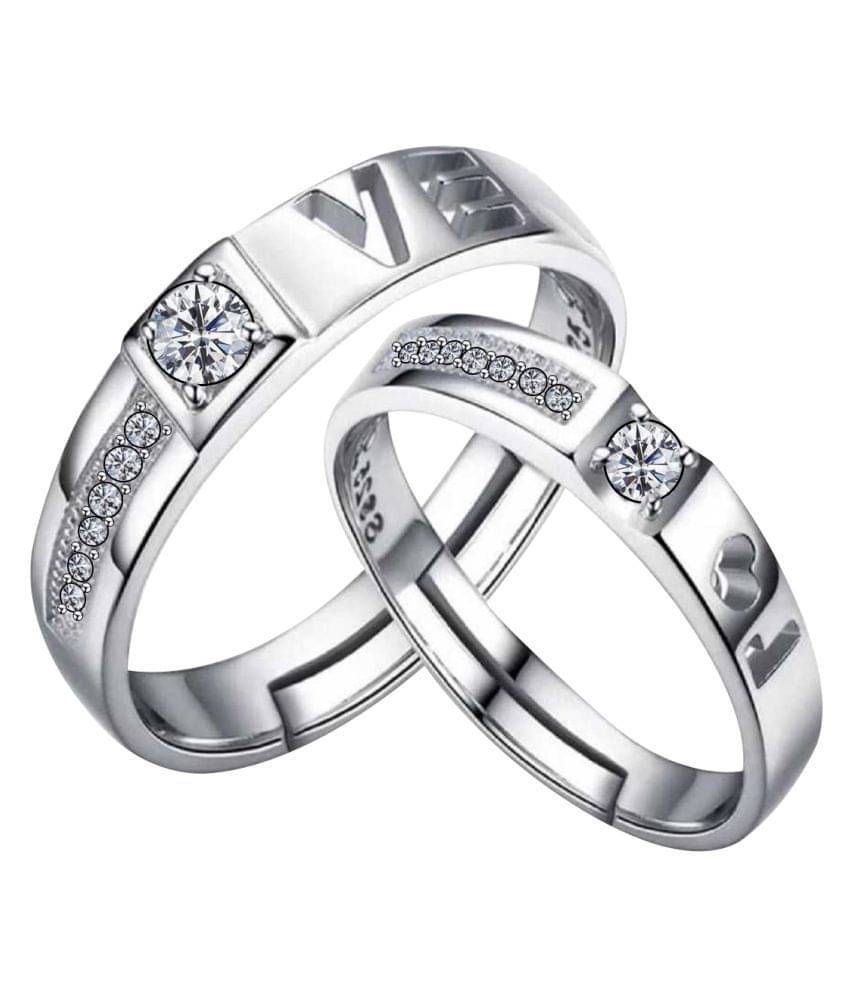 SILVERSHINE,silver plated one half side decorated crystal diamond with adjustable superior designed couple ring for men and women. SILVERSHINE,silver plated one half side decorated crystal diamond with adjustable superior designed couple ring for men and women.
