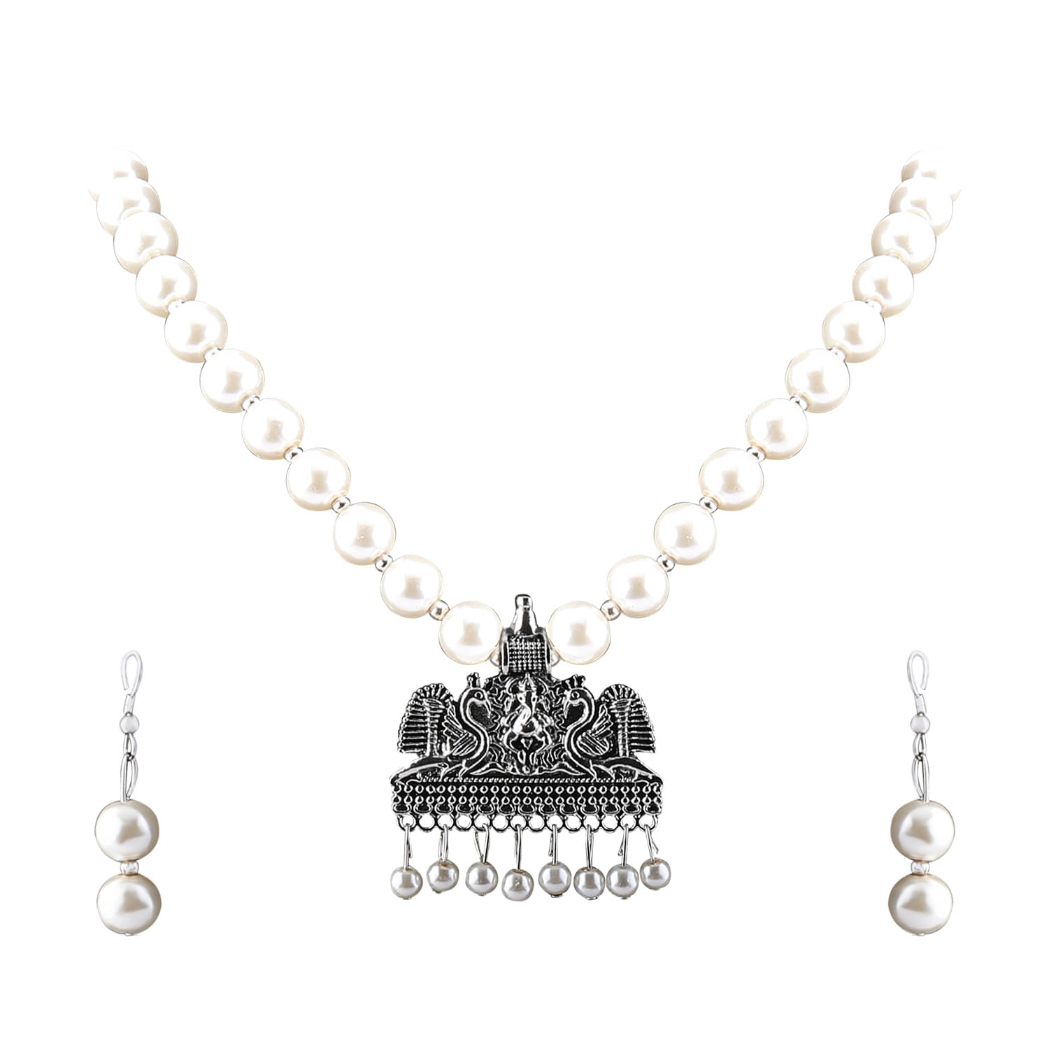 Silver Shine Alloy Silver Contemporary Contemporary/Fashion Antique Necklaces Set Silver Shine Alloy Silver Contemporary Contemporary/Fashion Antique Necklaces Set