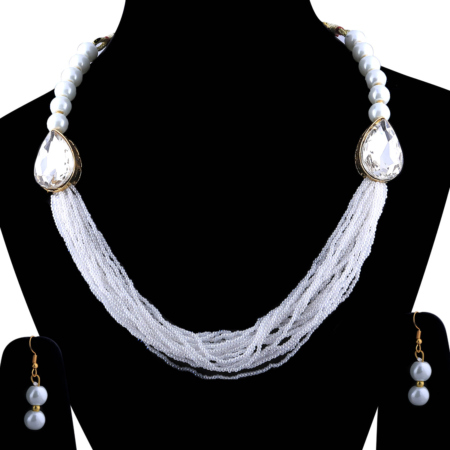     			Silver Shine Alloy White Contemporary/Fashion Necklaces Set Contemporary