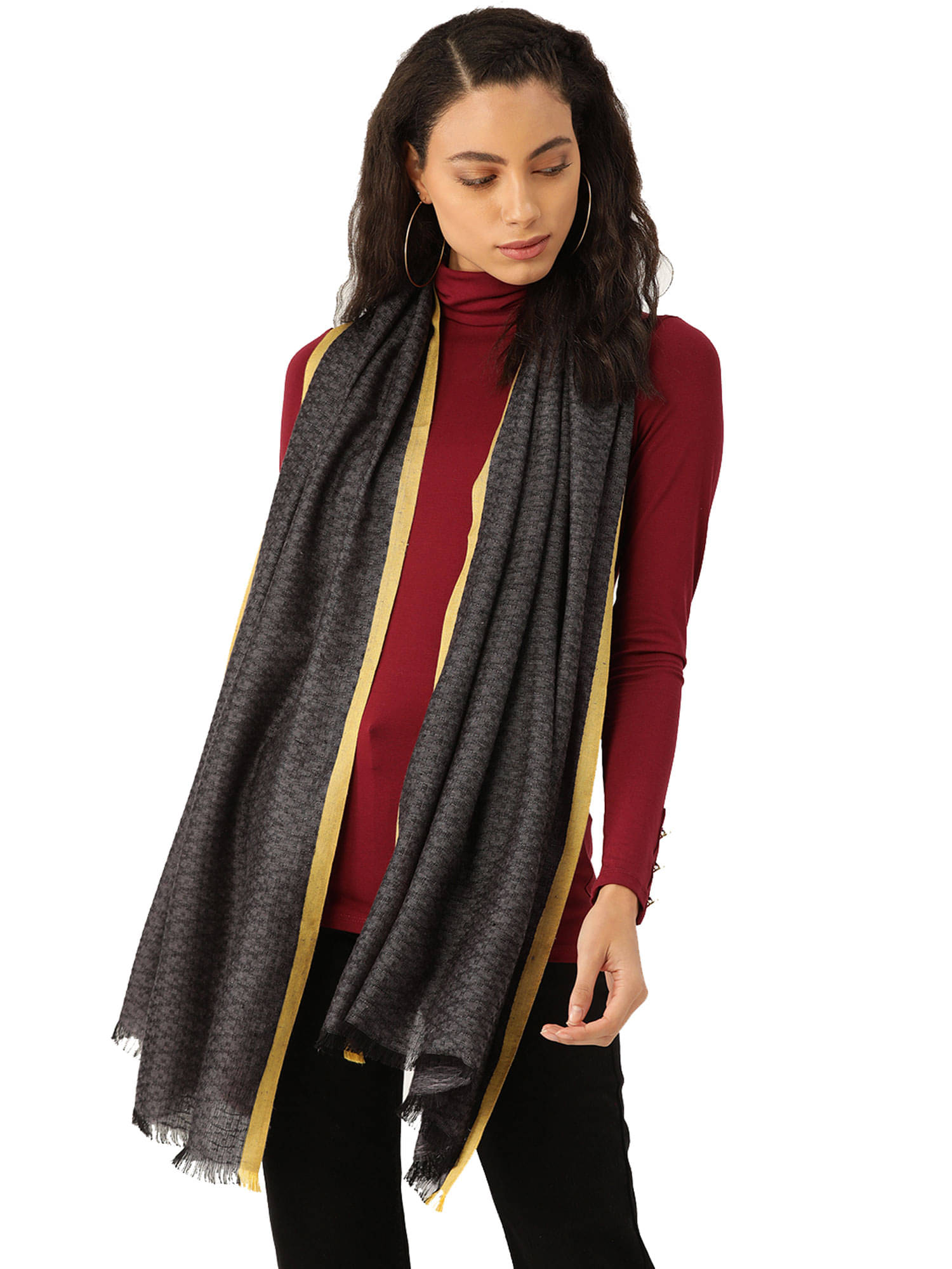     			Anekaant Gray Viscose Stoles