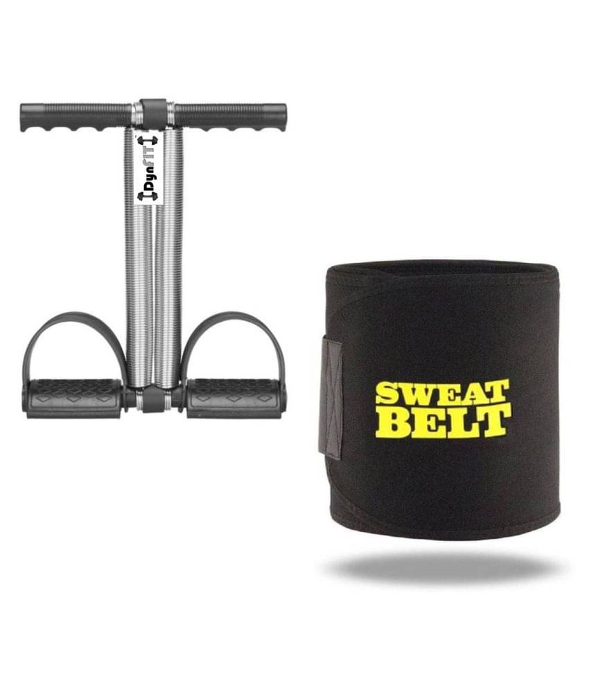 DynFIT combo of double spring tummy trimmer/ab exerciser and sweat slim belt for women and men DynFIT combo of double spring tummy trimmer/ab exerciser and sweat slim belt for women and men