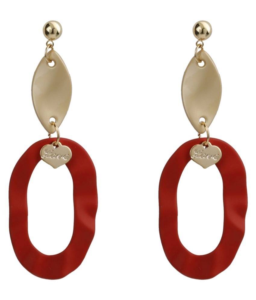 SILVER SHINE Attractive Red Latest Design Collection Drop Earrring For Girls And Women SILVER SHINE Attractive Red Latest Design Collection Drop Earrring For Girls And Women