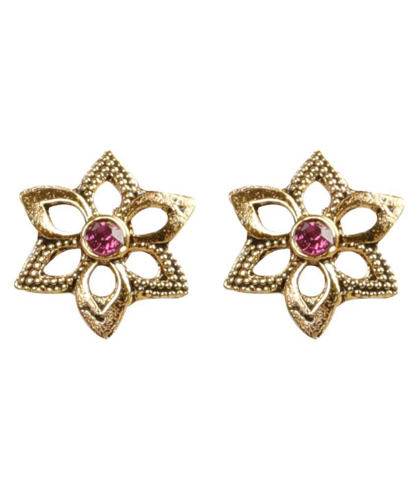     			SILVER SHINE  Gorgeous  Pink Flower Stud Earrings
