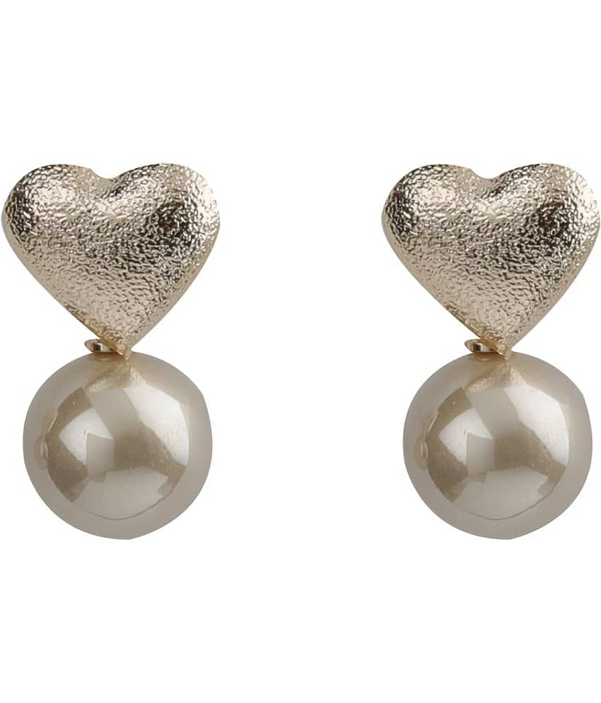 SILVER SHINE Lovely Gold Simple Polished Heart Design With Pearl Stud Earring For Girls And Women - Earrings | Buy online on ZillyBuy