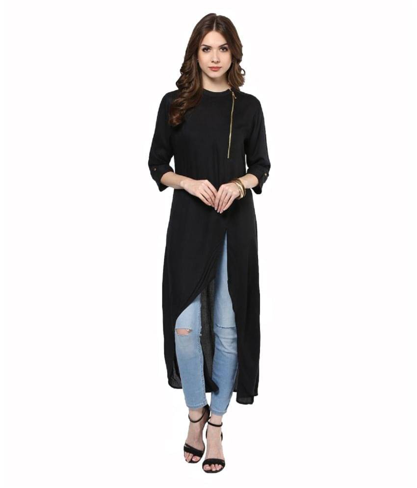     			NOWT-Aliquid - Black Crepe Women's Asymmetrical Kurti ( Pack of 1 )
