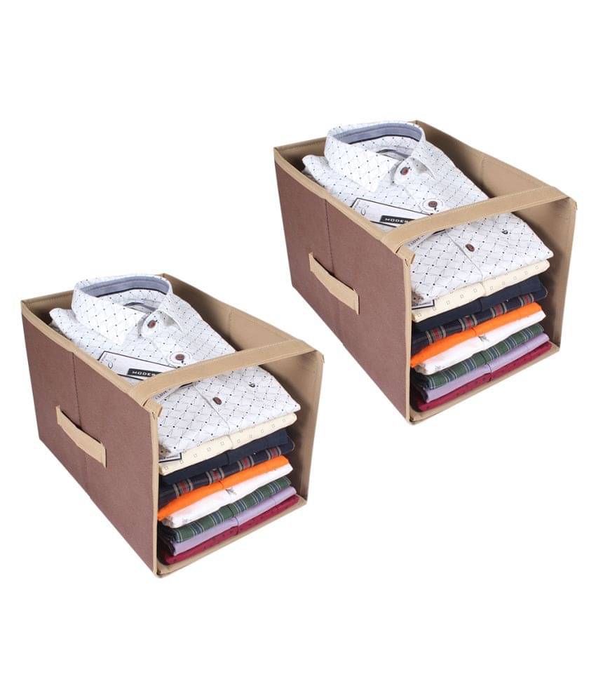     			PrettyKrafts Shirt Stacker, Closet Organizer, Open Front, Shirts and Clothing Organizer, (Set of 2) BeigeBrown