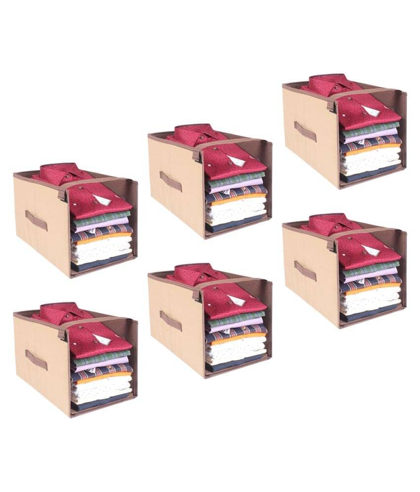     			PrettyKrafts Shirt Stacker, Closet Organizer, Open Front, Shirts and Clothing Organizer, (Set of 6) BeigeBrown