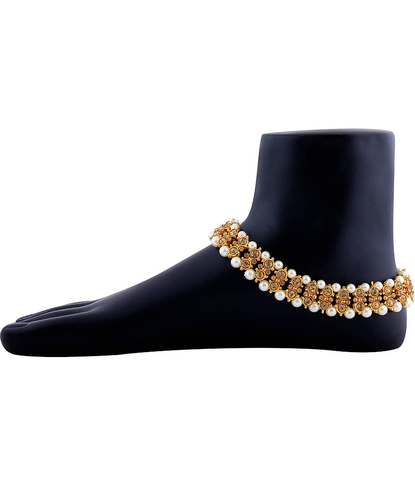 SILVER SHINE Gold plated Attractive Designer kundan Anklet for Women And Girl - Anklets | Buy online on ZillyBuy