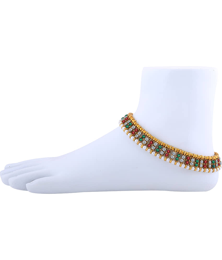 SILVER SHINE Gold plated Traditional Multi Color Anklet for Women And Girl - Anklets | Buy online on ZillyBuy
