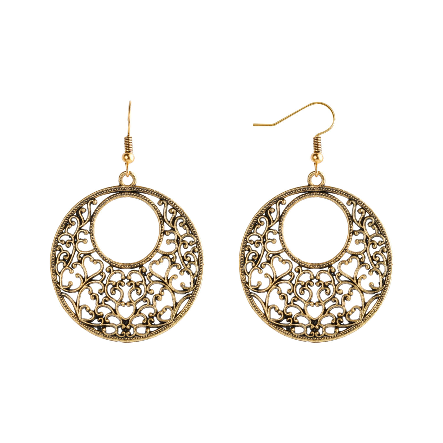     			SILVER SHINE  Premium Golden Antique Hollow design Earrings for Women