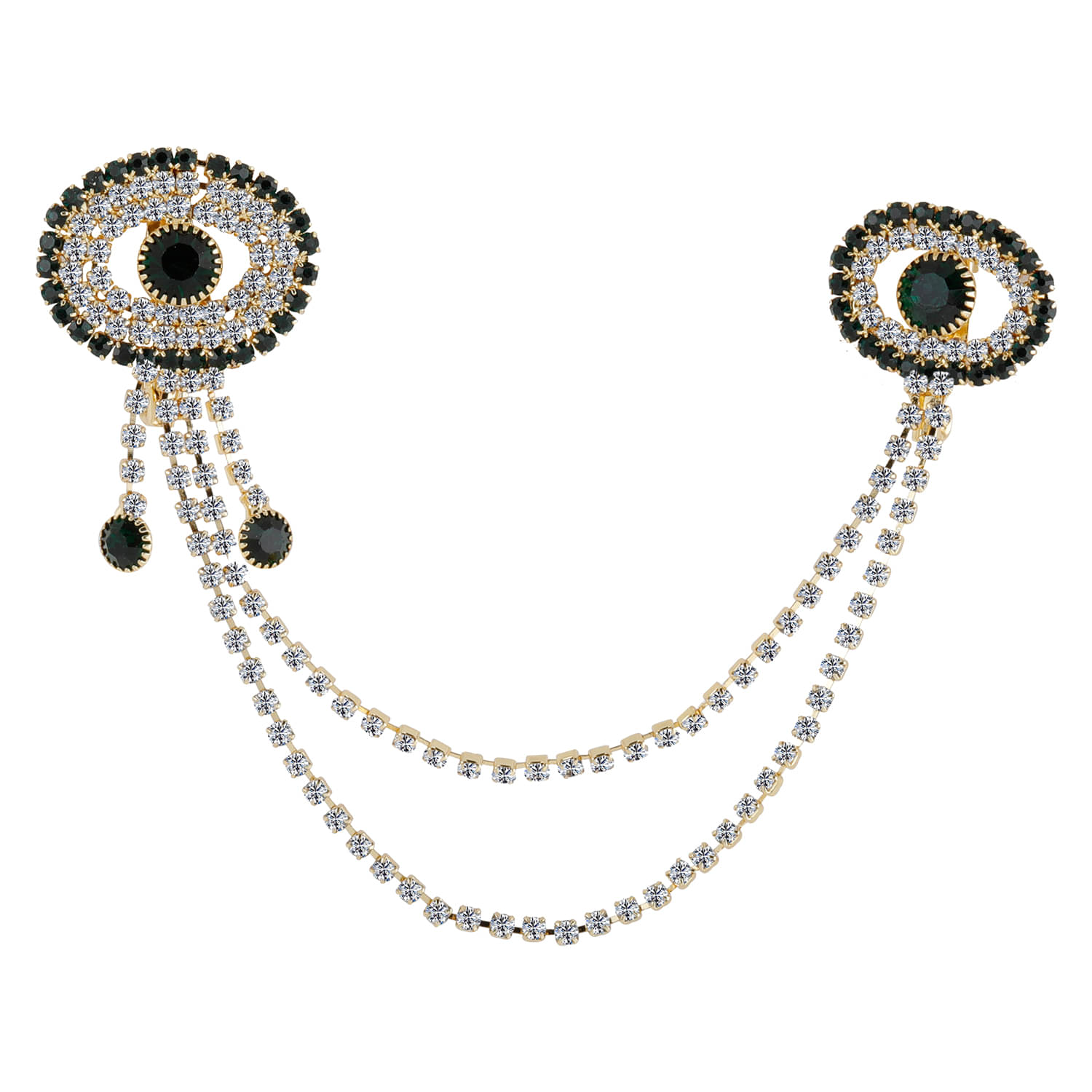     			SILVER SHINE  Traditional Gold Plated Exlusive Bottle Green Colour and White Diamond Studded Designer Wedding Brooch For Unisex Jewellery