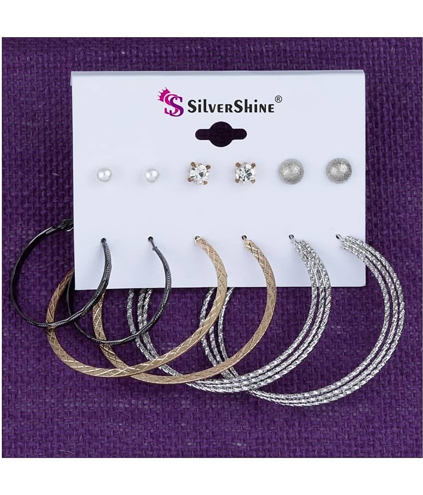 Silver Shine - Multi Color Hoops Earrings ( Pack of 1 ) - Earrings | Buy online on ZillyBuy