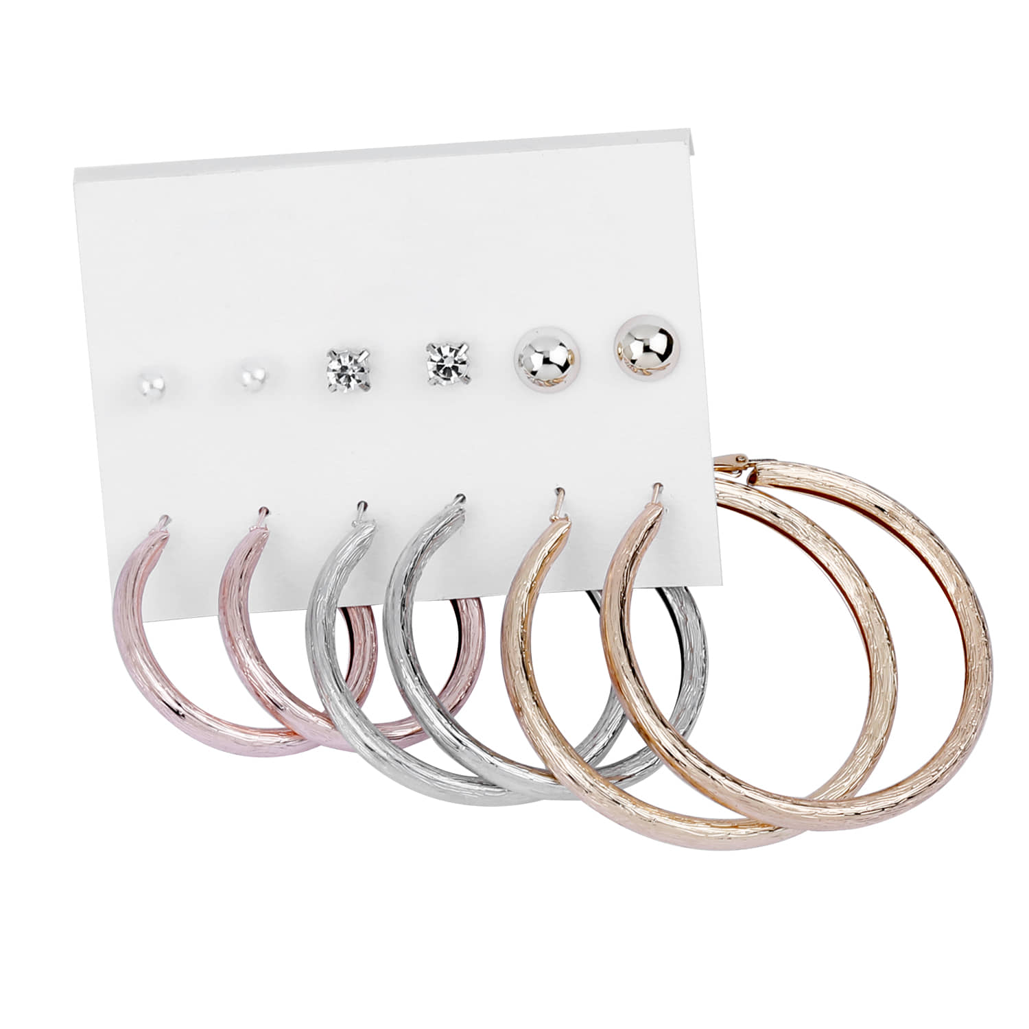 Silver Shine Stylish Fashion Earring Combo 3 Bali With 3 Studs Set For Women Girls - Earrings | Buy online on ZillyBuy
