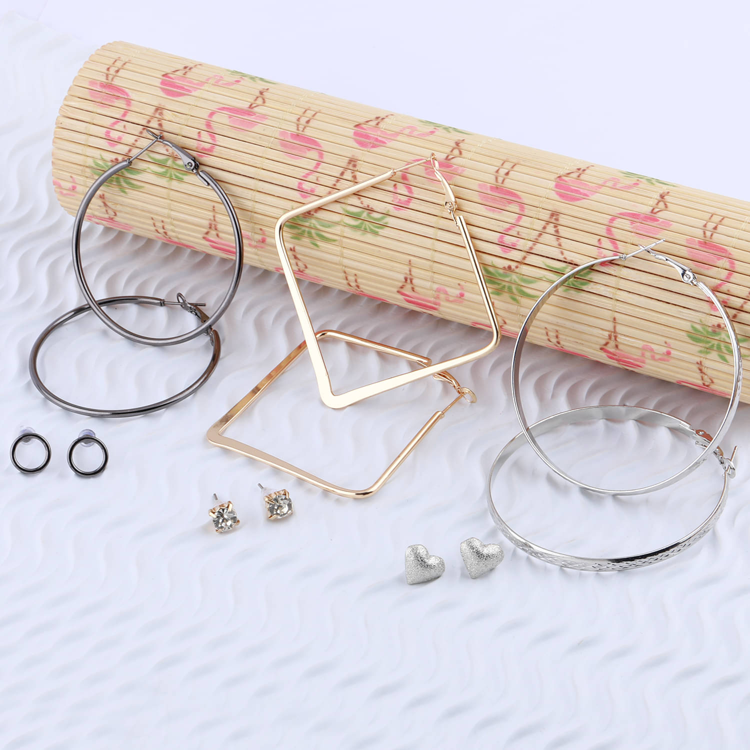     			Silver Shine Stylish Fashion Earring Combo 3 Bali With 3 Studs Set For Women Girls