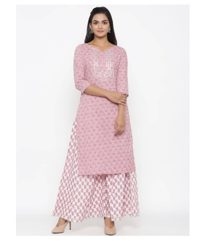 miravan Cotton Kurti With Palazzo - Stitched Suit
