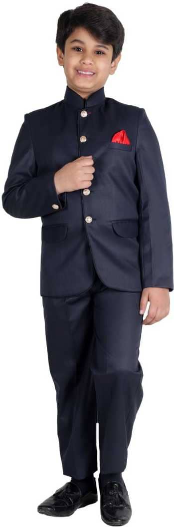 Fourfolds Boys Polyester Waistcoat ( Pack of 1 , Black )