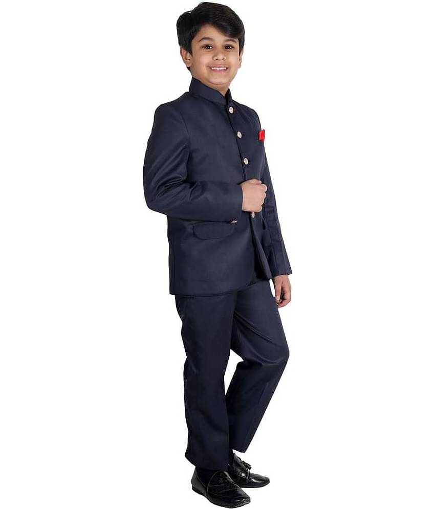 Fourfolds Boys Polyester Waistcoat ( Pack of 1 , Black )