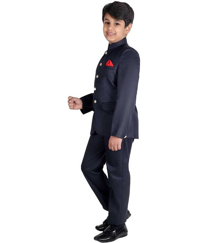 Fourfolds Boys Polyester Waistcoat ( Pack of 1 , Black )