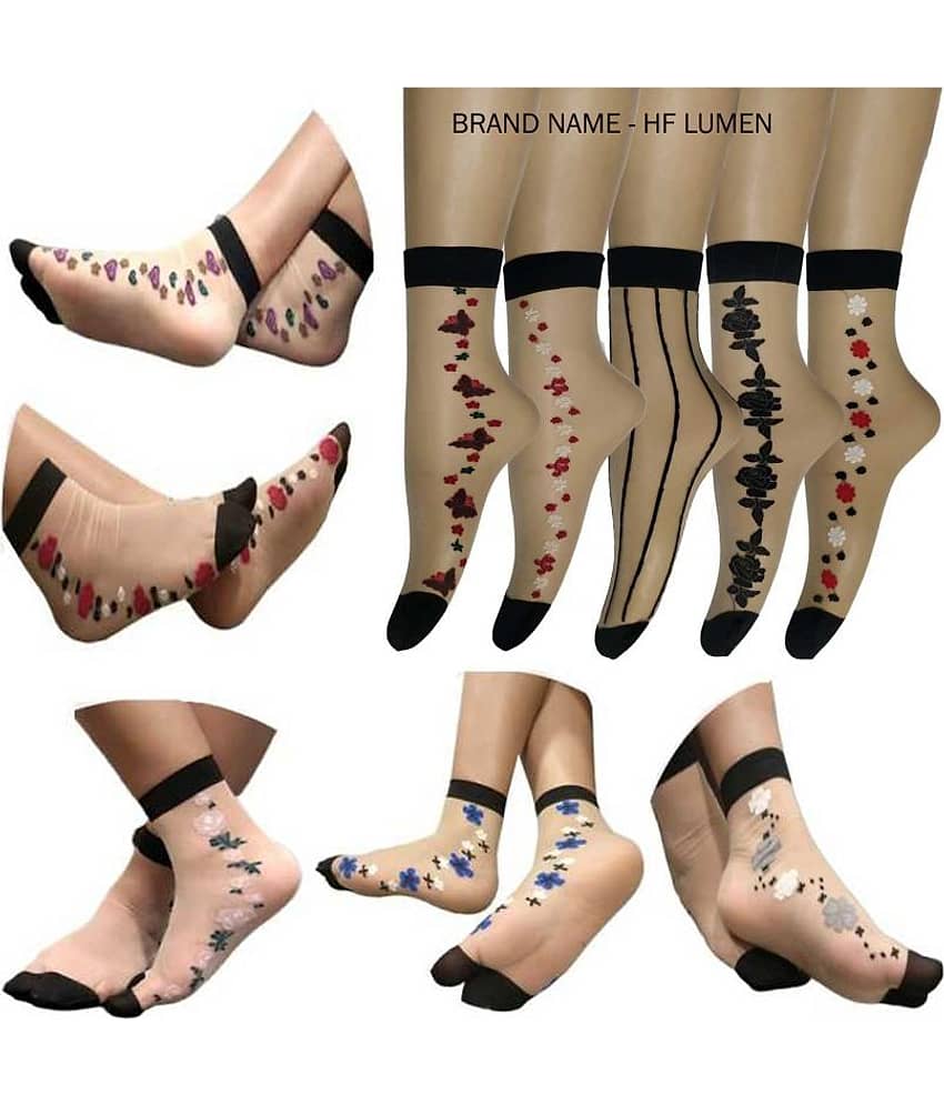 HF LUMEN - Beige Nylon Women's Mid Length Socks ( Pack of 5 ) - Socks | Buy online on ZillyBuy