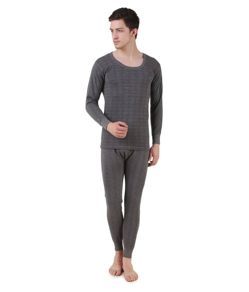 Hap Kings Pack of 1 Cotton Blend Thermal Sets For Men's ( Grey )