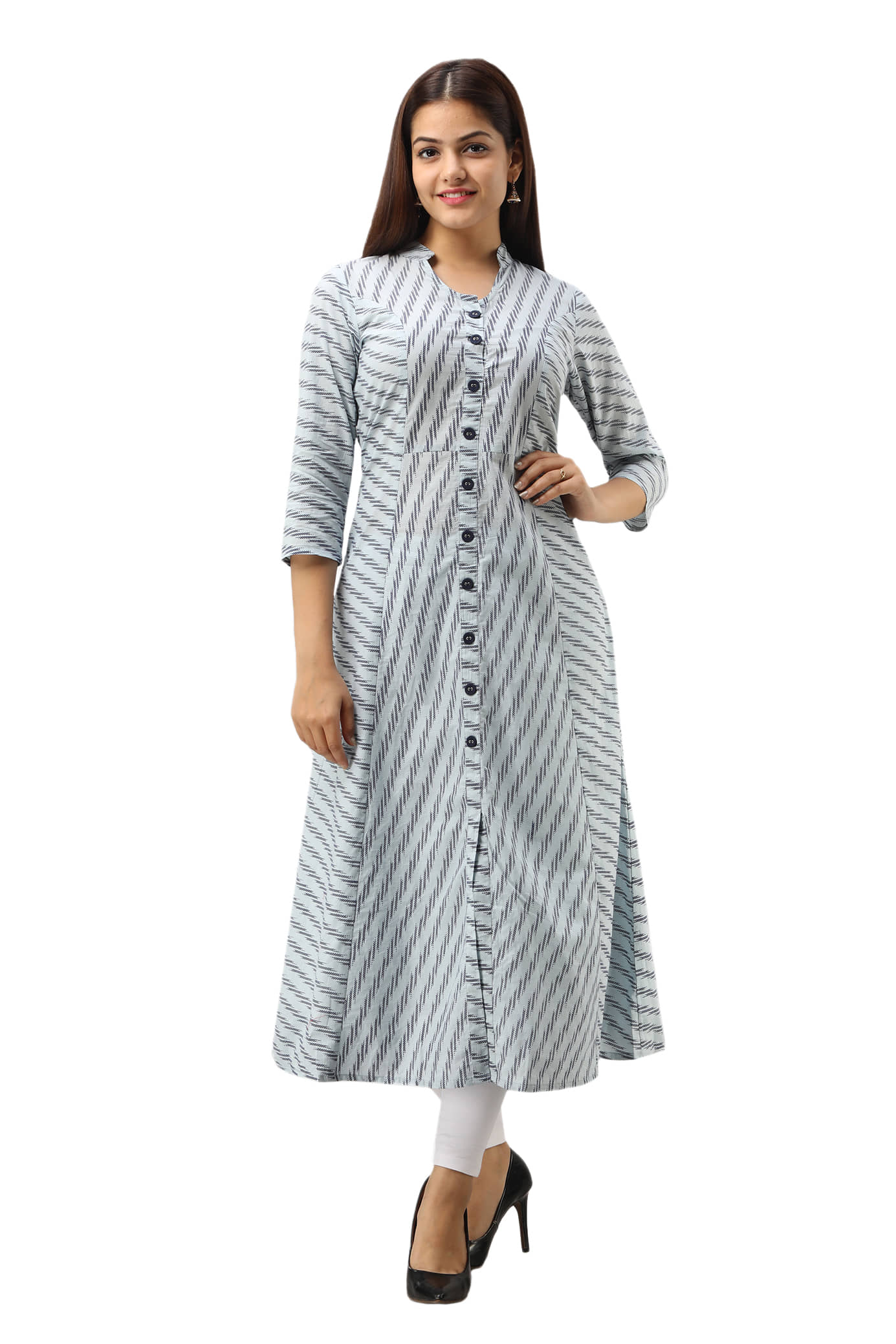 Jaipurethnicwaves - Blue Cotton Women's Straight Kurti