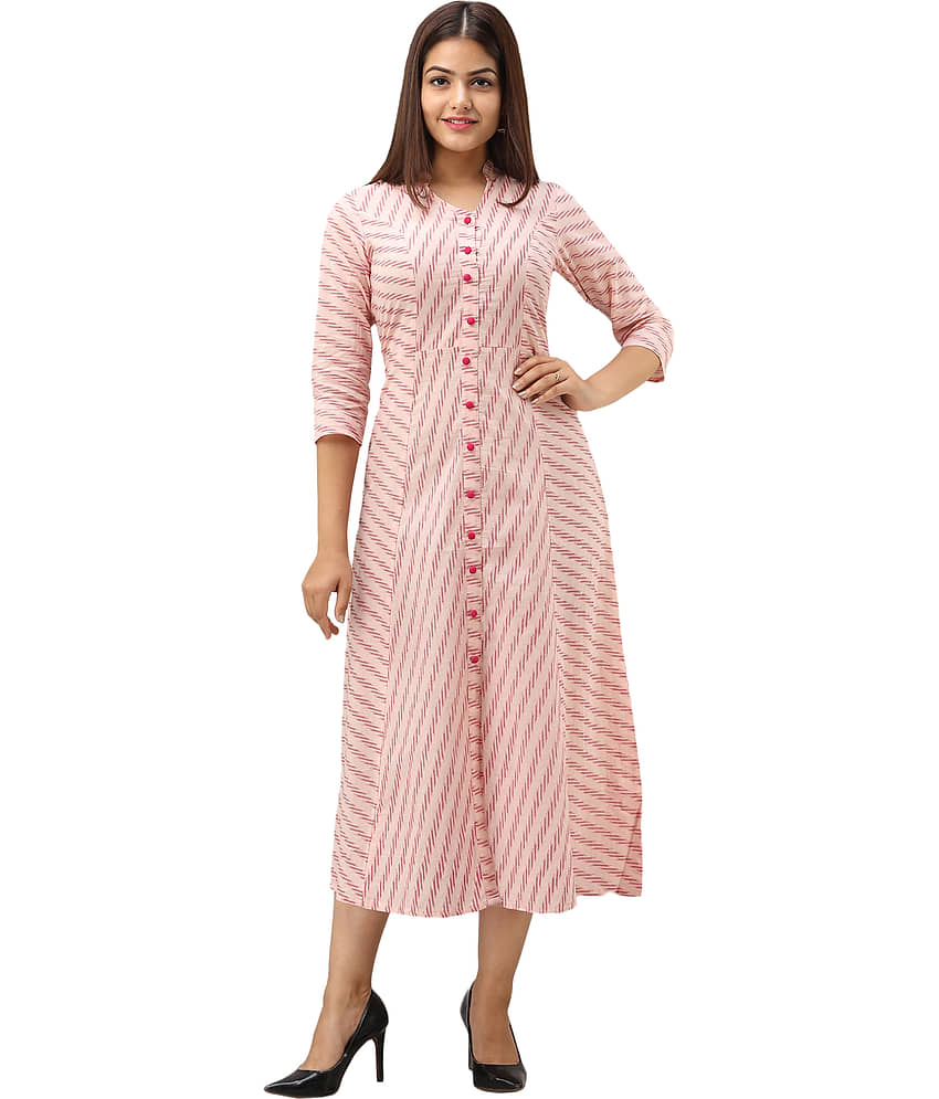 Jaipurethnicwaves - Pink Cotton Women's Straight Kurti