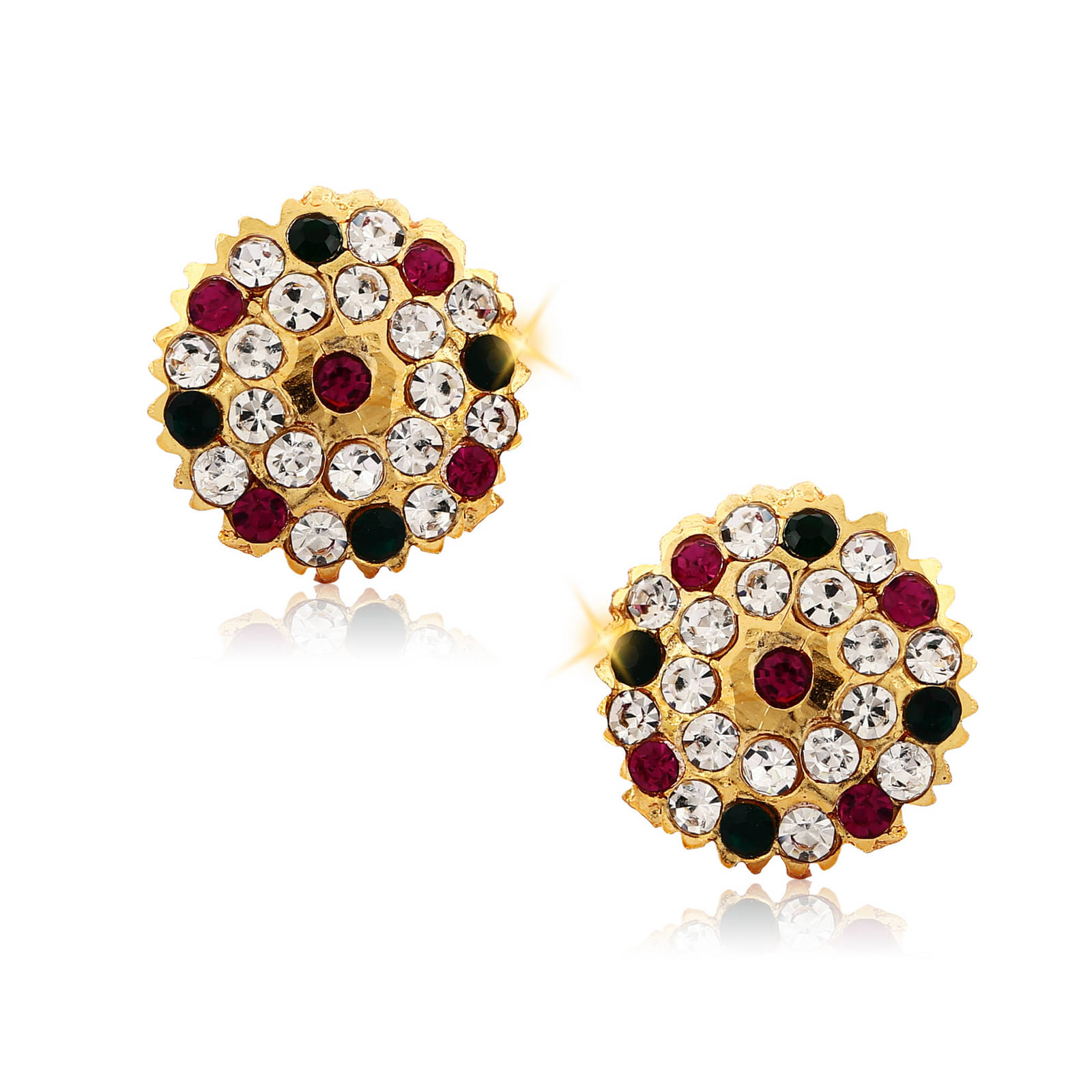    			Vighnaharta South Culture American Diamond studded South Screw Back Alloy Gold and Micron Plated Stud Earring- VFJ1135ERG