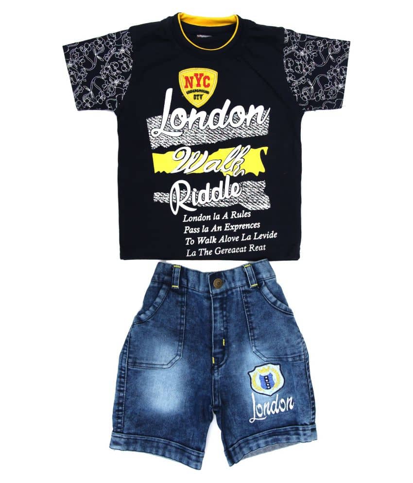Zadmus Baby Boys Cotton T Shirts & Shorts ( Yellow )