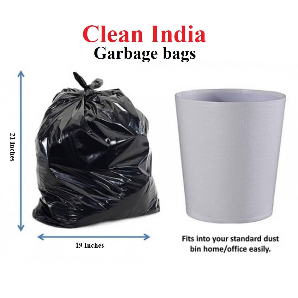     			Clean India Garbage Medium 60 pcs - 19X21 Disposable Garbage Trash Waste Dustbin Bags | 2 packs of 30 pcs