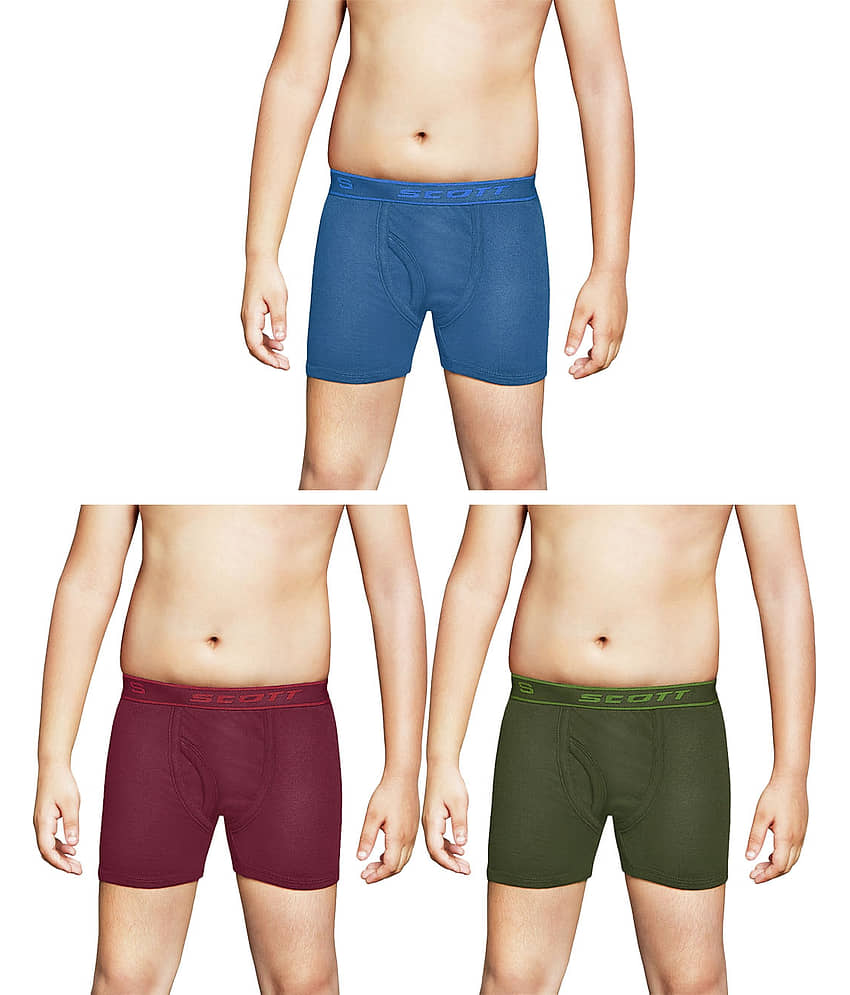 Dixcy Scott Cross Cotton Multicolor Plain/Solid Kids/Boys Trunk/Underwear - Pack of 3 - Nightwear & Loungewear | Buy online on ZillyBuy