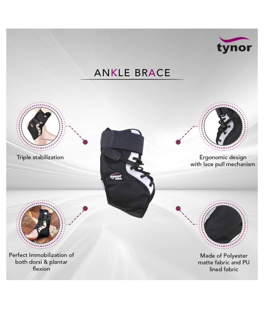     			Tynor Ankle Brace, Black, Large, 1 Unit