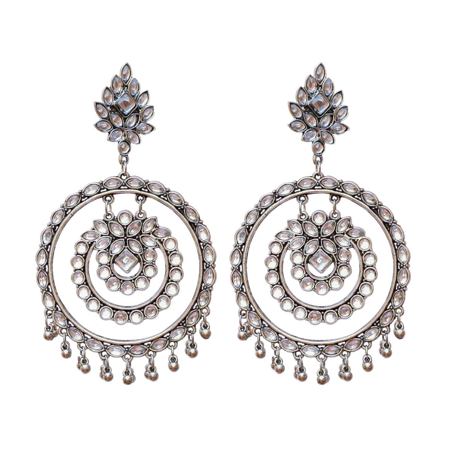 Molika - Silver Chandelier Earrings ( Pack of 1 ) - Earrings | Buy online on ZillyBuy
